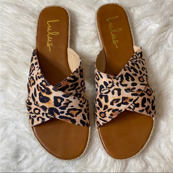 Lulu’s Koren Leopard Espadrille Slide On Sandals Size 8 - Picture 4 of 13